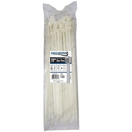 Kable Kontrol Cable Tie, 11 in L, 3-3/16 in Max Bundle Dia., Natural, Nylon 6/6, 120 lb Strength, 100 PK CT270